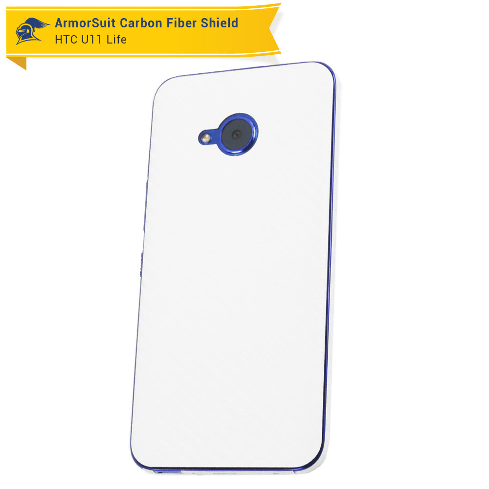 HTC U11 Life Screen Protector + White Carbon Fiber Film Protector
