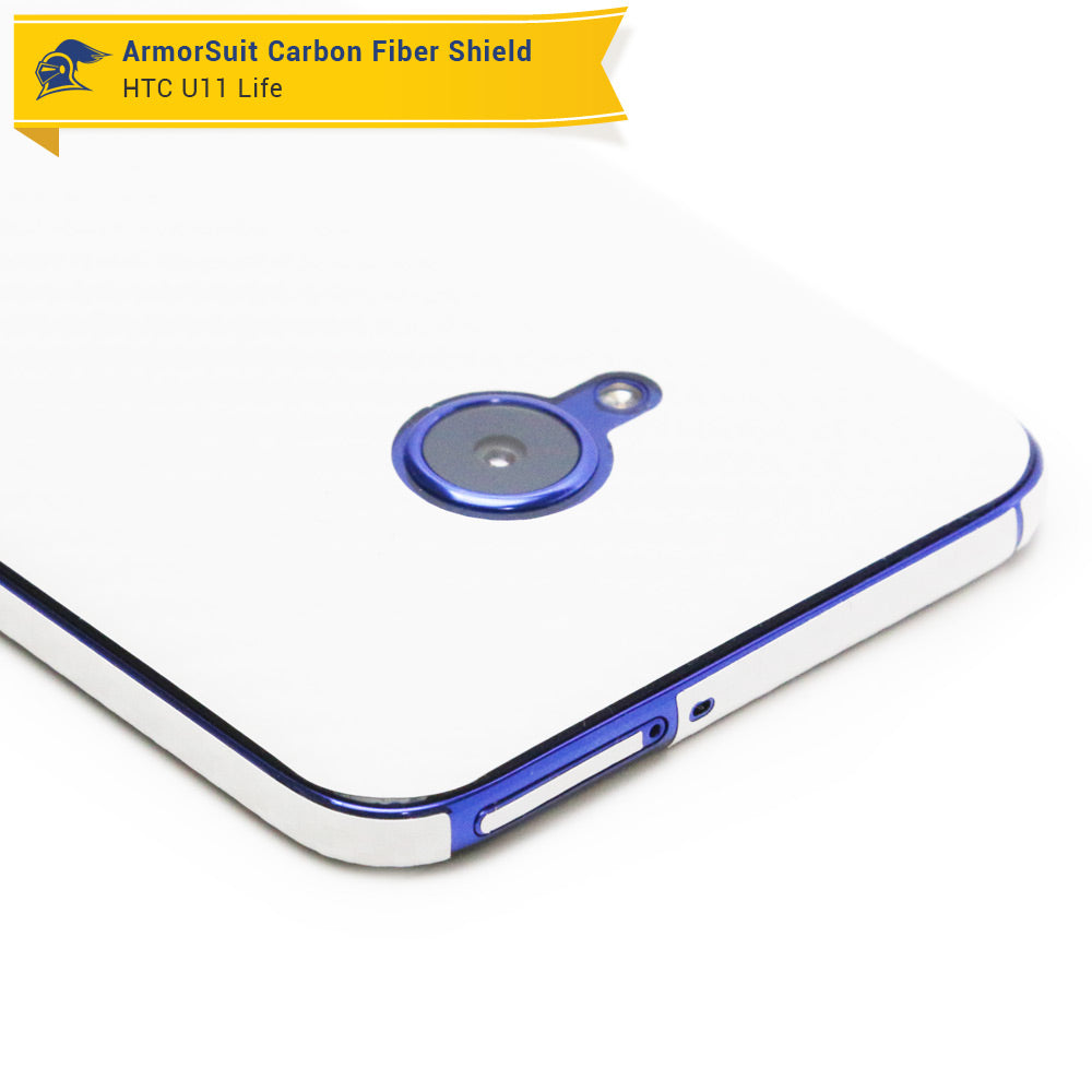 HTC U11 Life Screen Protector + White Carbon Fiber Film Protector