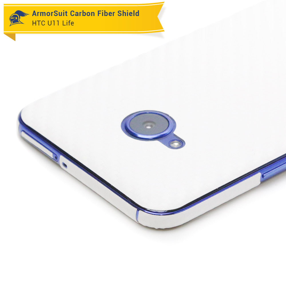 HTC U11 Life Screen Protector + White Carbon Fiber Film Protector