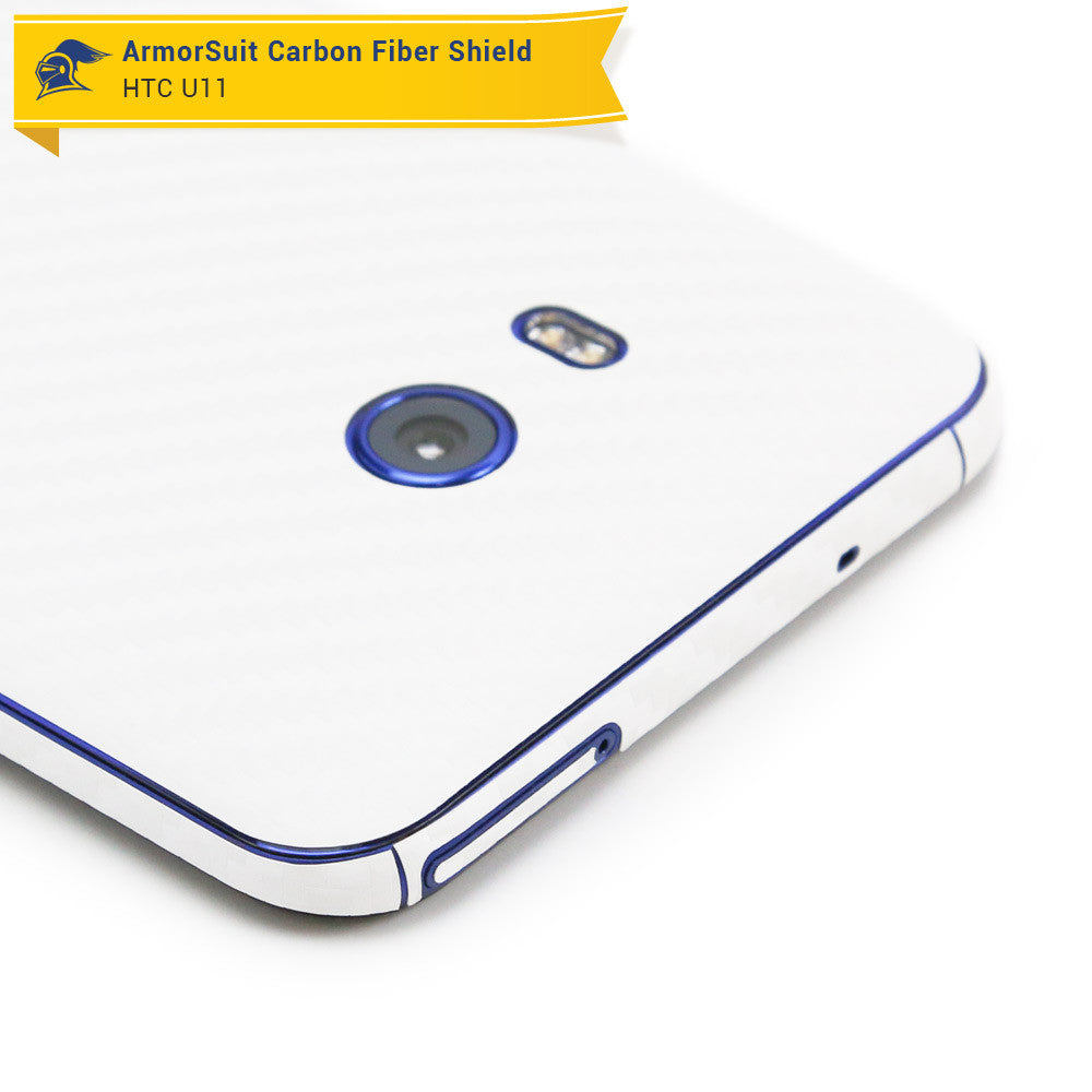 HTC U11 Screen Protector + White Carbon Fiber Film Protector