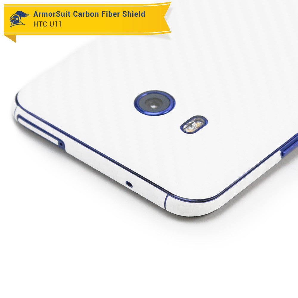 HTC U11 Screen Protector + White Carbon Fiber Film Protector
