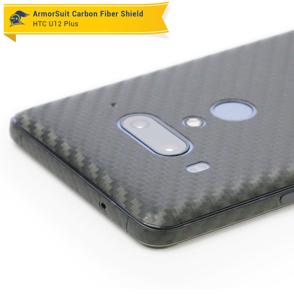 HTC U12 Plus Screen Protector + Black Carbon Fiber Film Protector