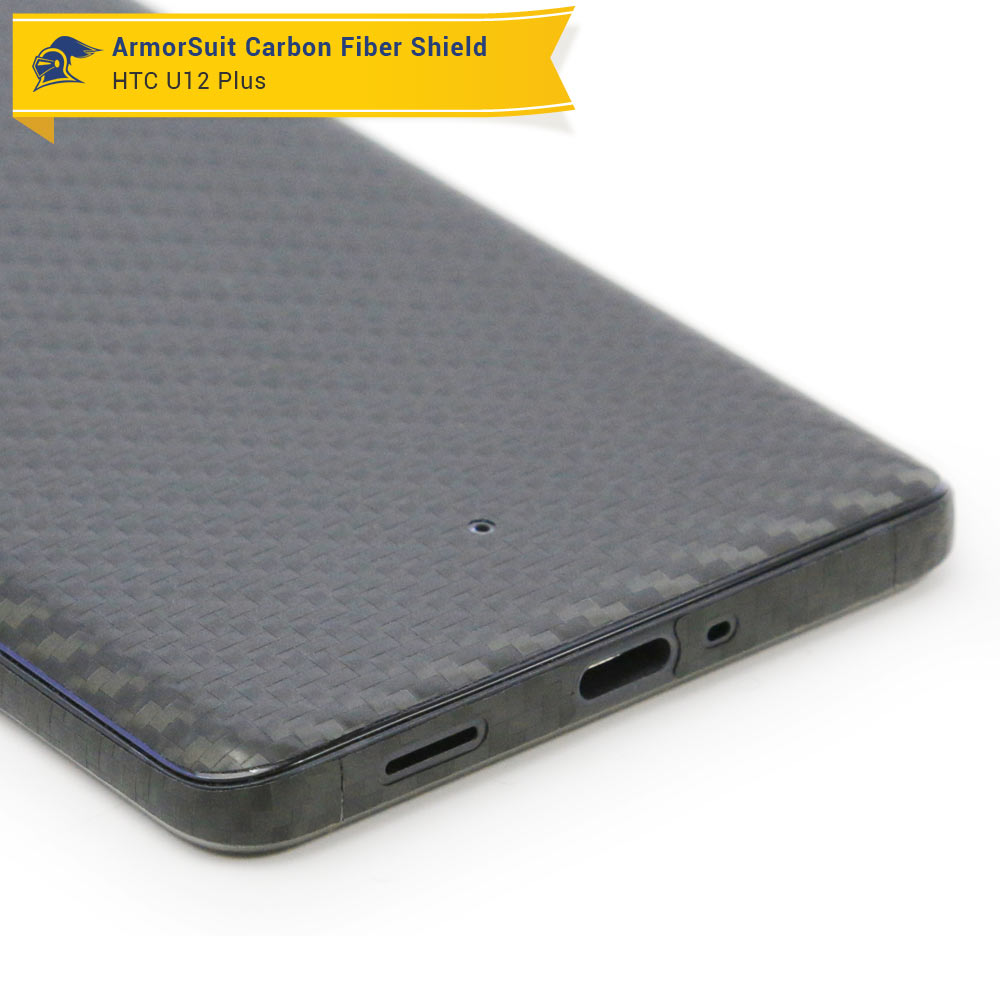 HTC U12 Plus Screen Protector + Black Carbon Fiber Film Protector