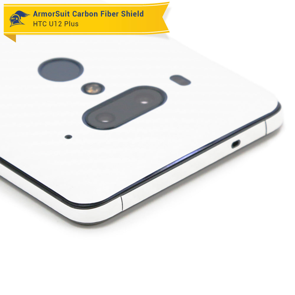 HTC U12 Plus Screen Protector + White Carbon Fiber Film Protector