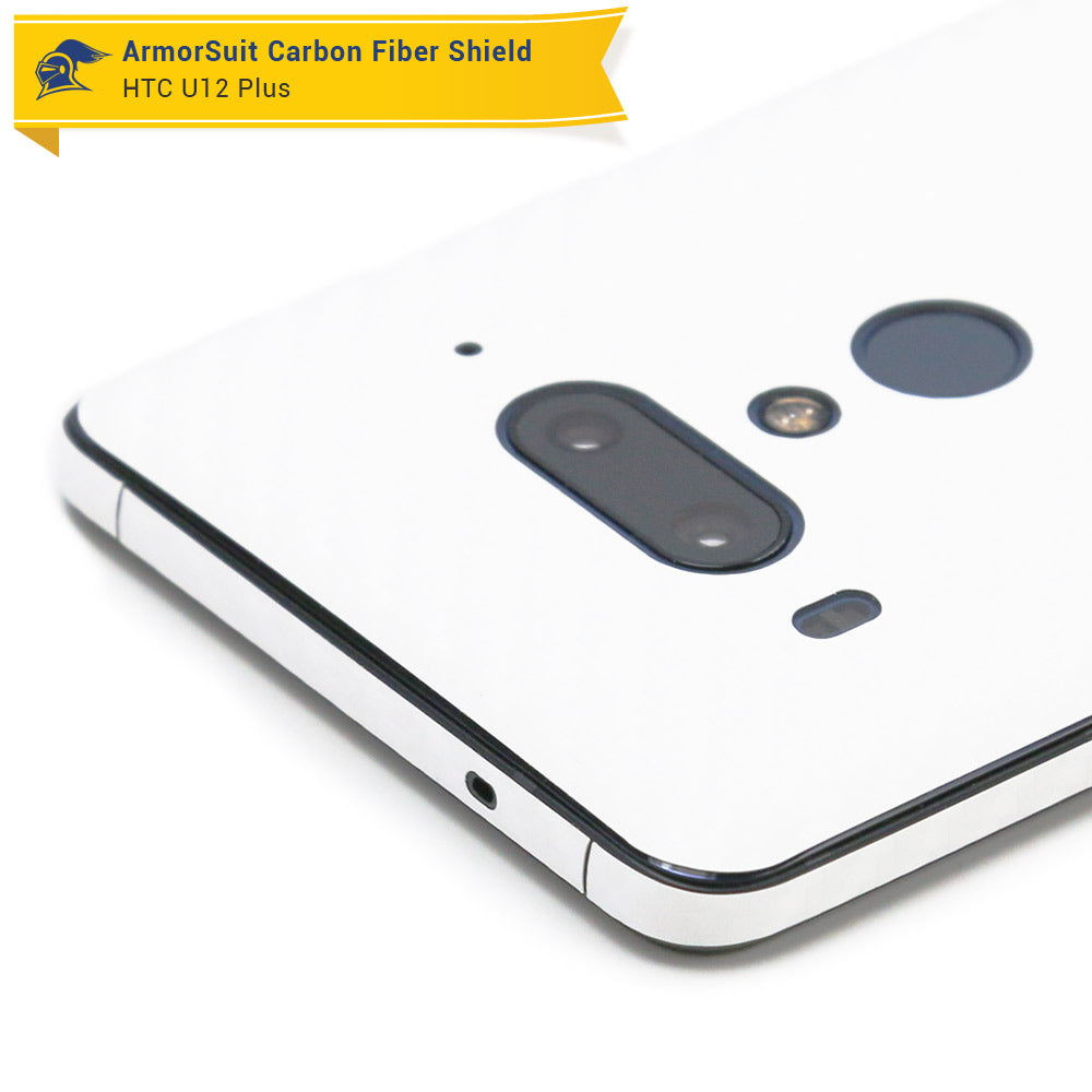 HTC U12 Plus Screen Protector + White Carbon Fiber Film Protector