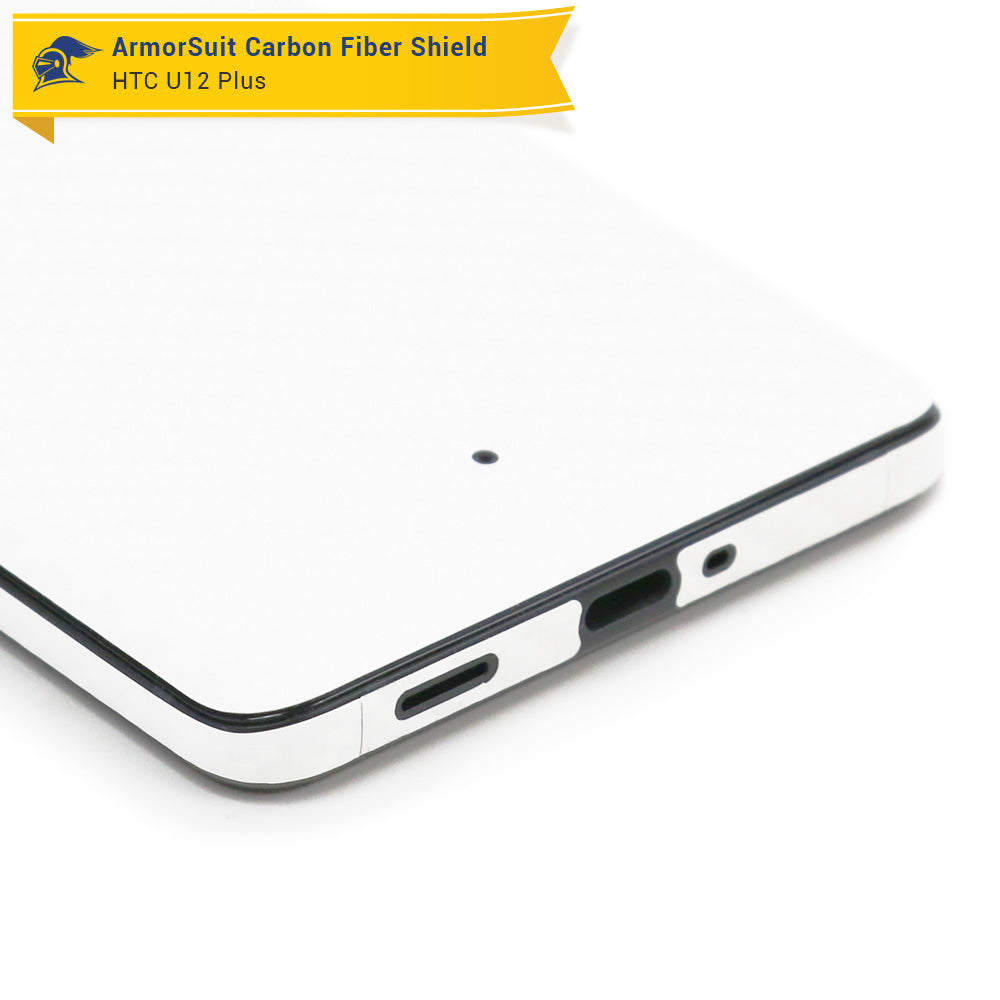 HTC U12 Plus Screen Protector + White Carbon Fiber Film Protector