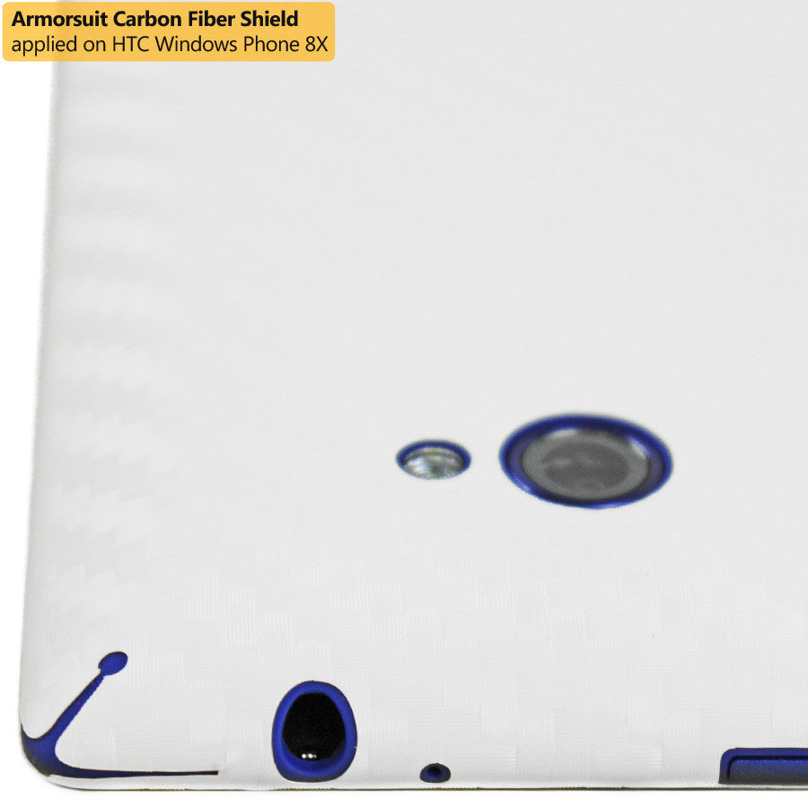 HTC Windows Phone 8X Screen Protector + White Carbon Fiber Film Protector