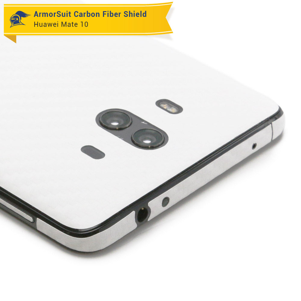 Huawei Mate 10 Screen Protector + White Carbon Fiber Skin