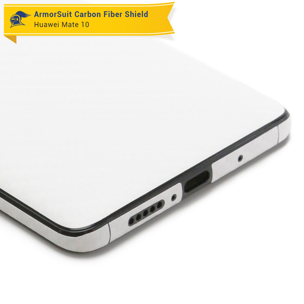 Huawei Mate 10 Screen Protector + White Carbon Fiber Skin