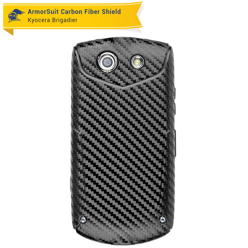 Kyocera Brigadier Screen Protector + Black Carbon Fiber Skin
