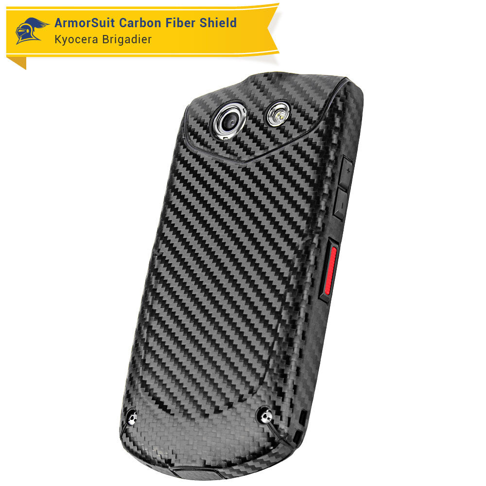 Kyocera Brigadier Screen Protector + Black Carbon Fiber Skin