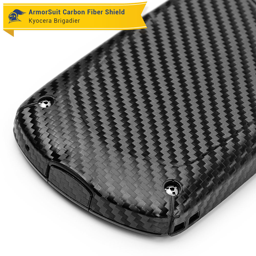 Kyocera Brigadier Screen Protector + Black Carbon Fiber Skin
