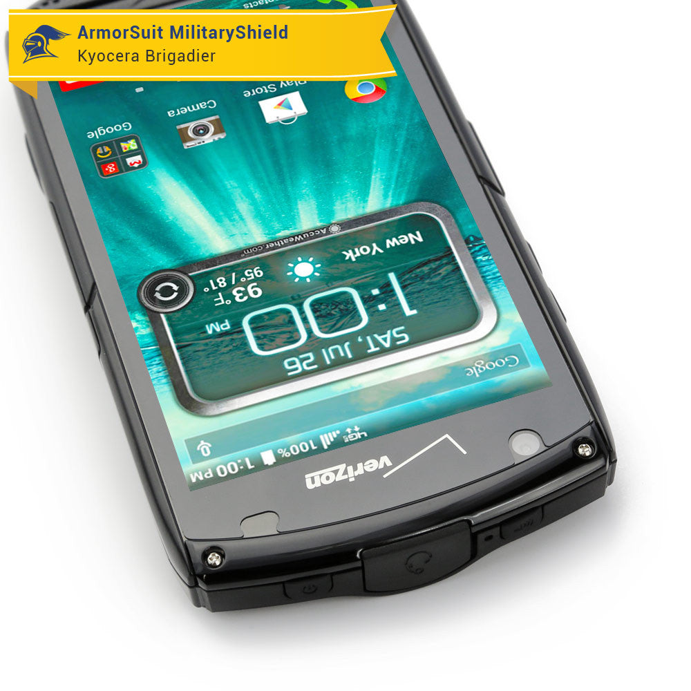 Kyocera Brigadier Screen Protector + White Carbon Fiber Skin
