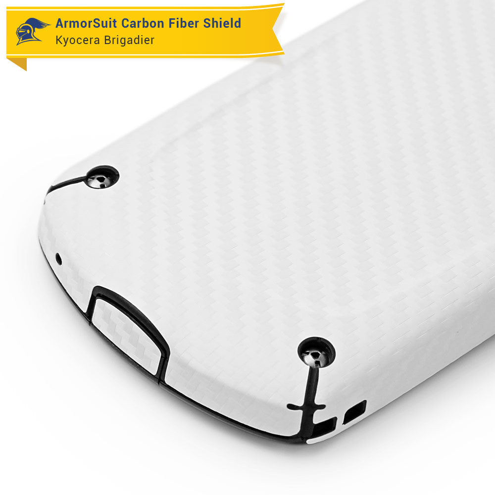 Kyocera Brigadier Screen Protector + White Carbon Fiber Skin