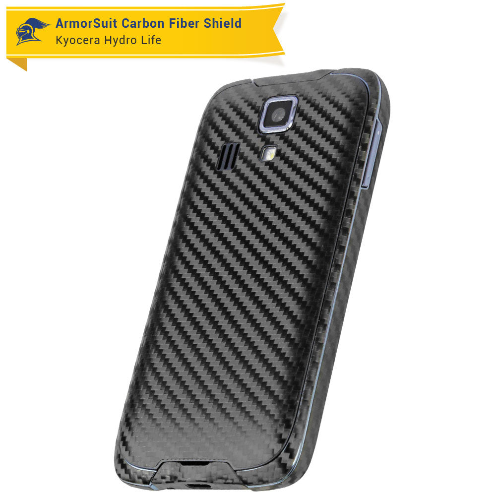 Kyocera Hydro Life Screen Protector + Black Carbon Fiber Skin
