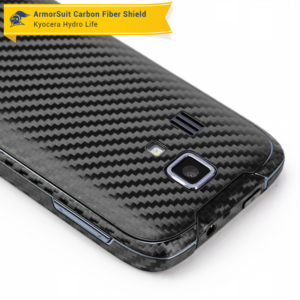 Kyocera Hydro Life Screen Protector + Black Carbon Fiber Skin