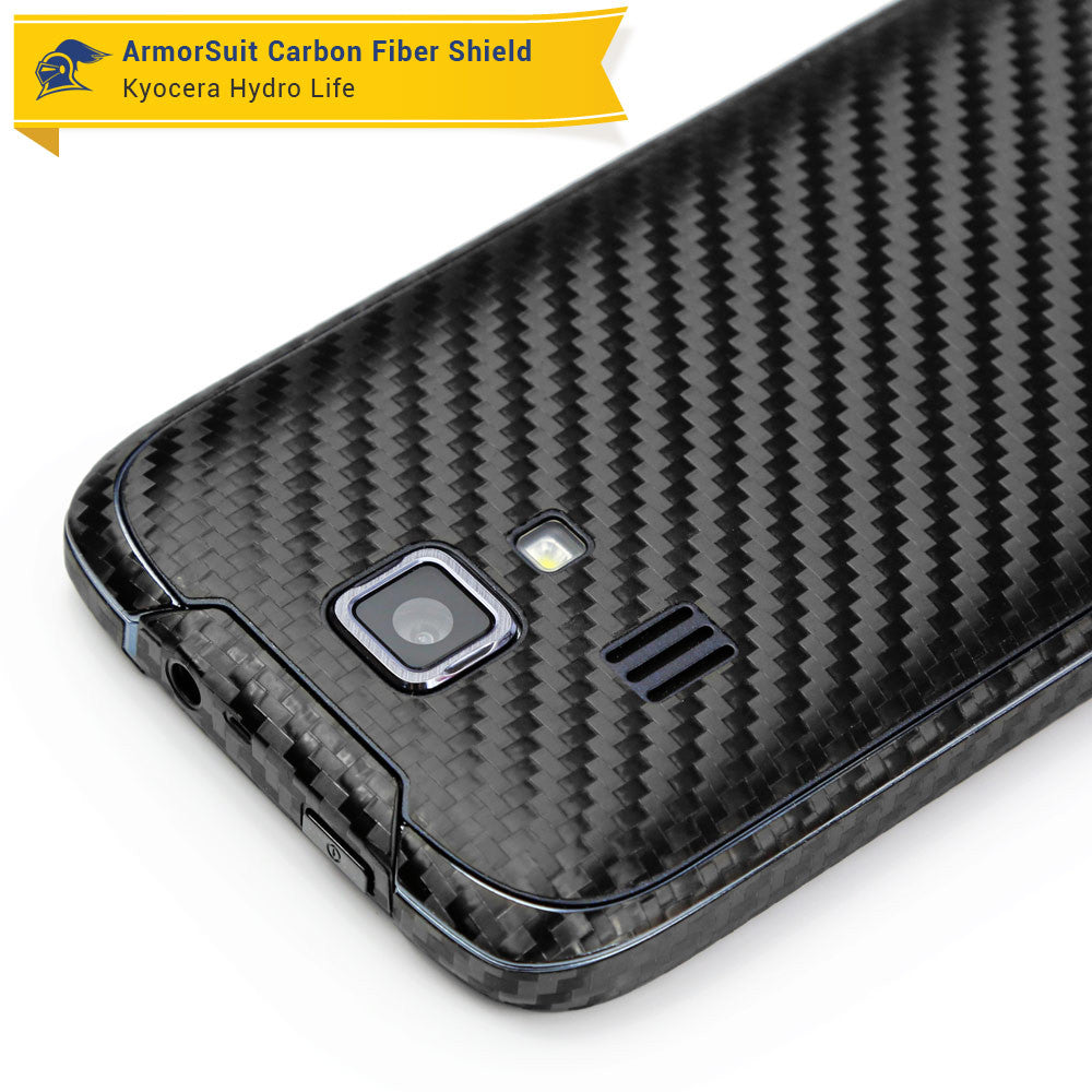 Kyocera Hydro Life Screen Protector + Black Carbon Fiber Skin