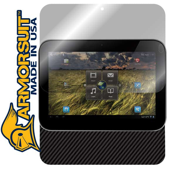 Lenovo IdeaPad K1 Tablet Screen Protector + Black Carbon Fiber Skin Protector