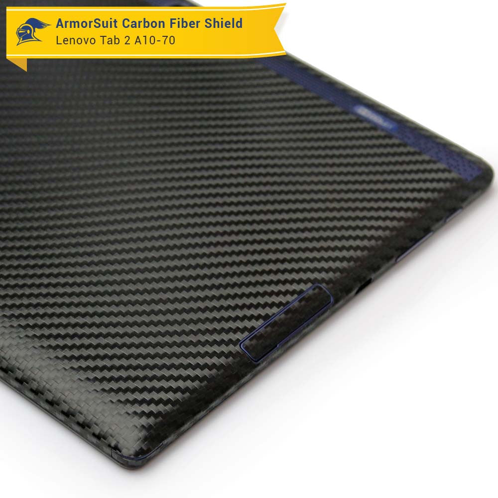 Lenovo Tab 2 A10 Screen Protector + Black Carbon Fiber Skin