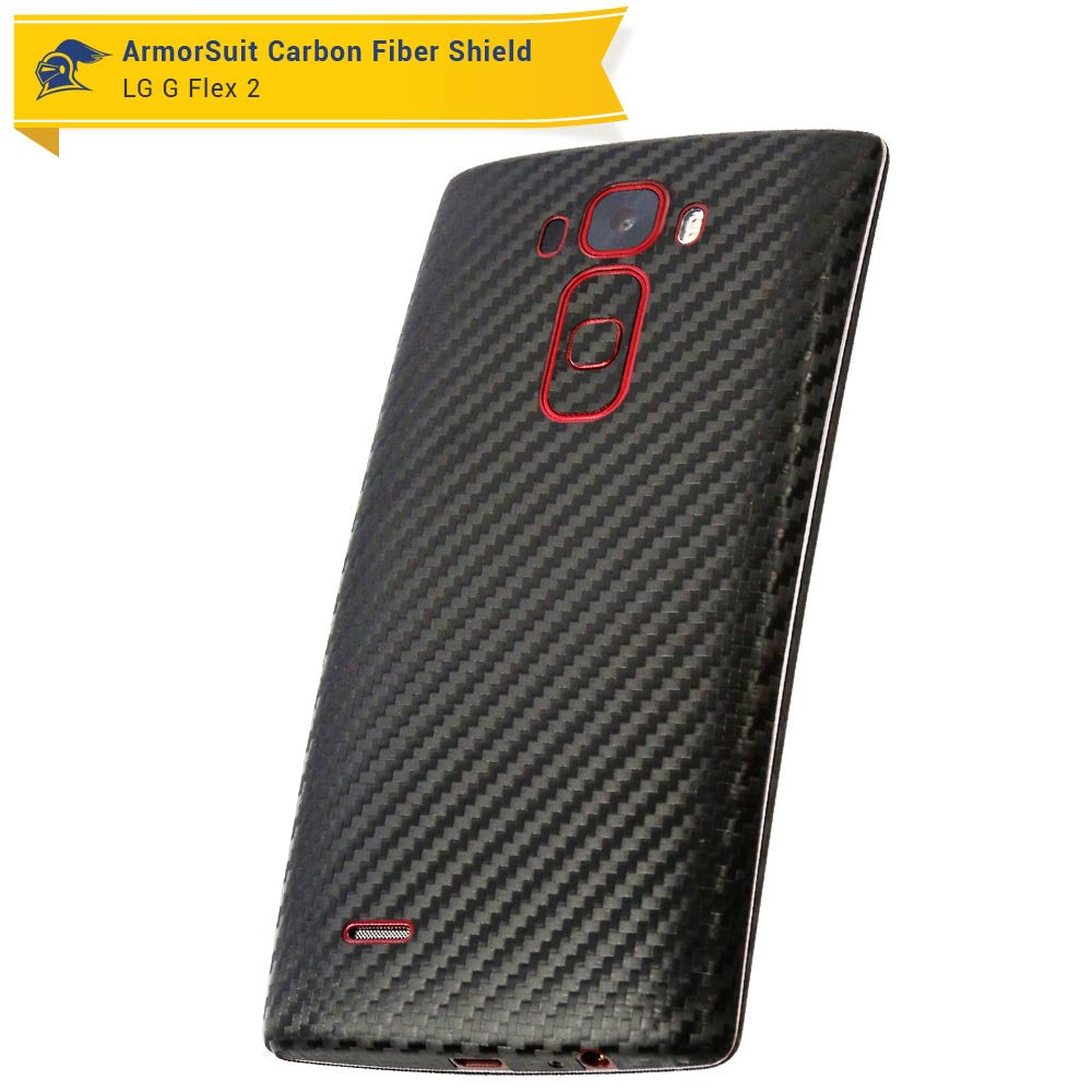 LG G Flex 2 Screen Protector + Black Carbon Fiber Skin Protector