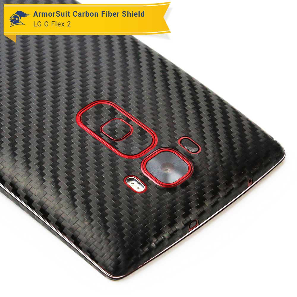 LG G Flex 2 Screen Protector + Black Carbon Fiber Skin Protector