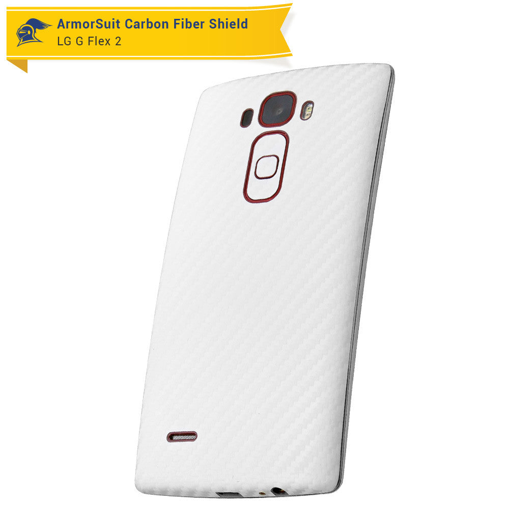 LG G Flex 2 Screen Protector + White Carbon Fiber Skin Protector