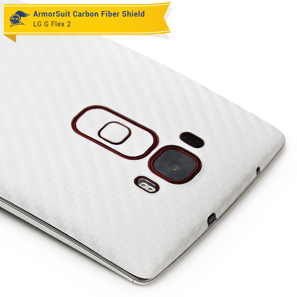 LG G Flex 2 Screen Protector + White Carbon Fiber Skin Protector