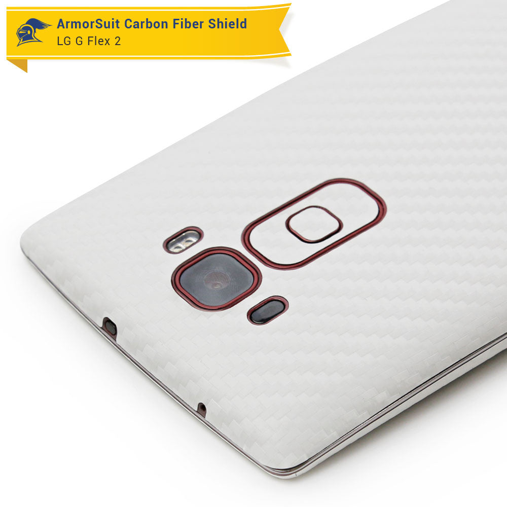 LG G Flex 2 Screen Protector + White Carbon Fiber Skin Protector