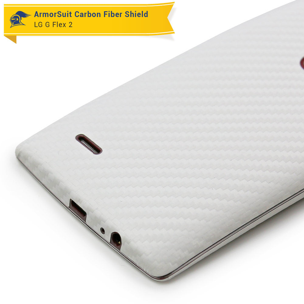 LG G Flex 2 Screen Protector + White Carbon Fiber Skin Protector