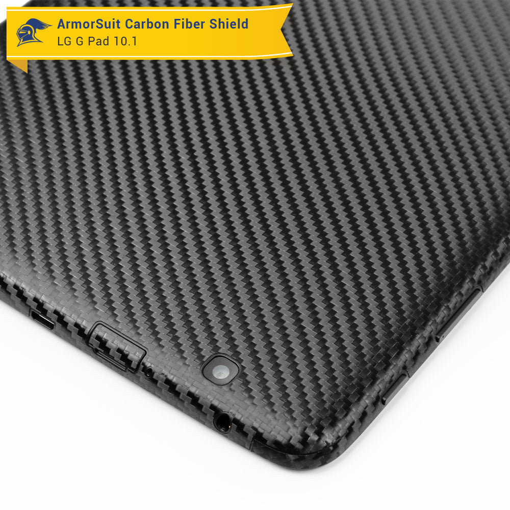 LG G Pad V700 10.1 (1st Gen) Screen Protector + Black Carbon Fiber Film Protector