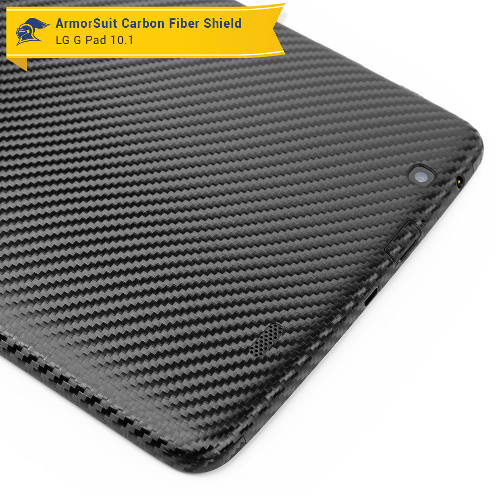 LG G Pad V700 10.1 (1st Gen) Screen Protector + Black Carbon Fiber Film Protector