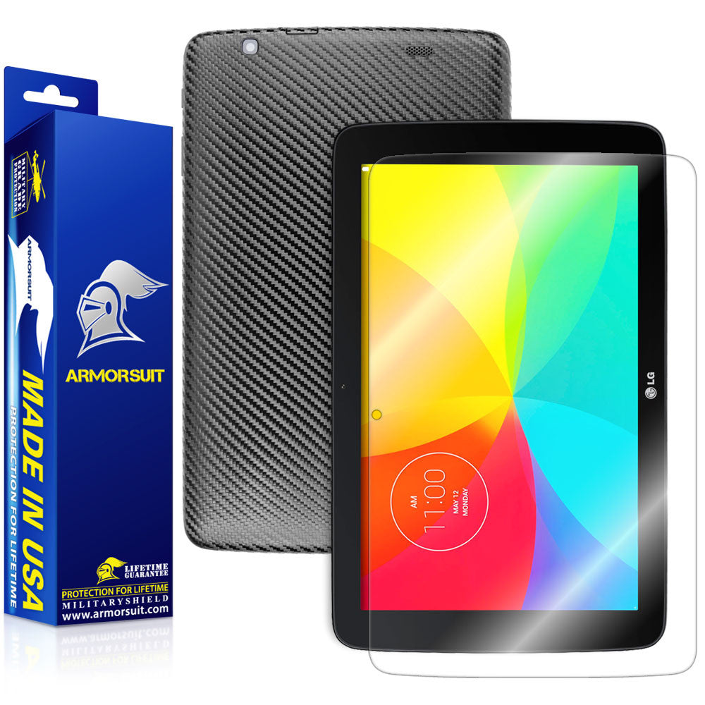 LG G Pad V700 10.1 (1st Gen) Screen Protector + Black Carbon Fiber Film Protector