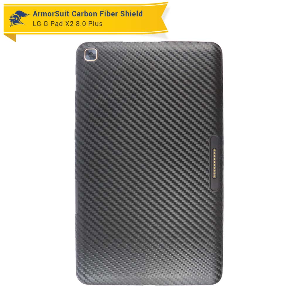 LG G Pad X2 8.0 Plus Screen Protector + Black Carbon Fiber Skin