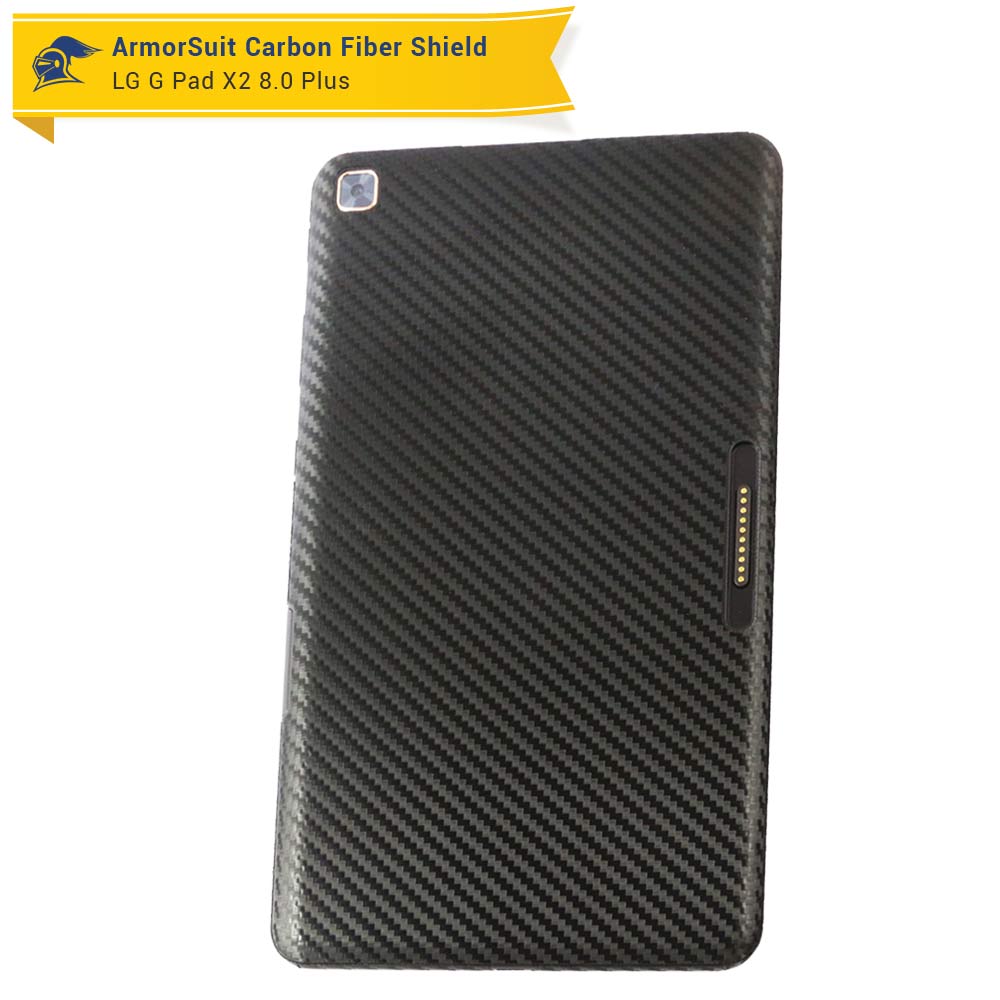 LG G Pad X2 8.0 Plus Screen Protector + Black Carbon Fiber Skin