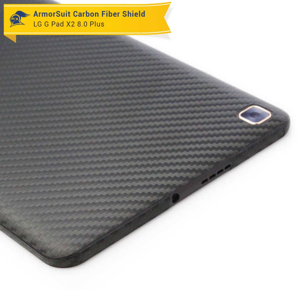 LG G Pad X2 8.0 Plus Screen Protector + Black Carbon Fiber Skin