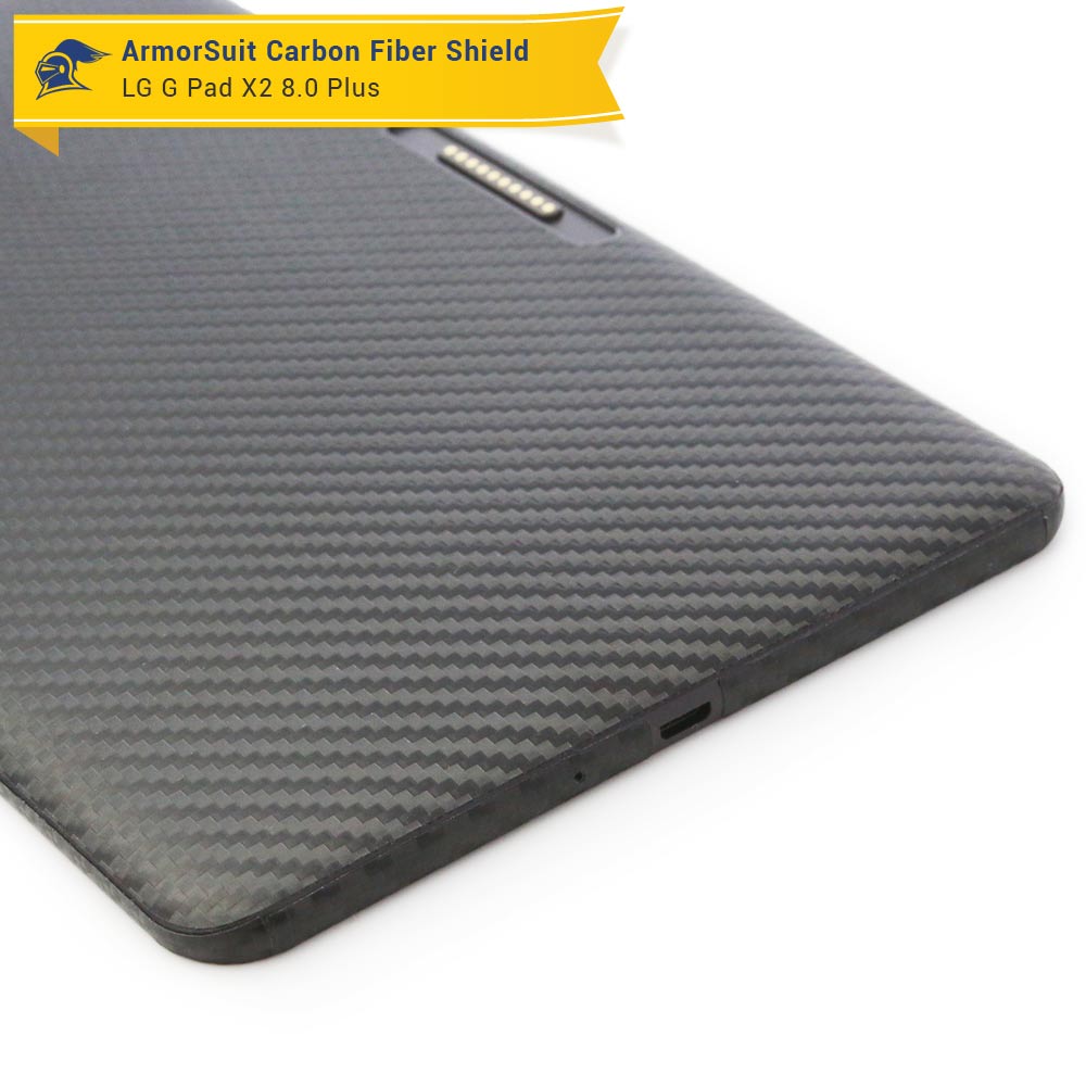 LG G Pad X2 8.0 Plus Screen Protector + Black Carbon Fiber Skin