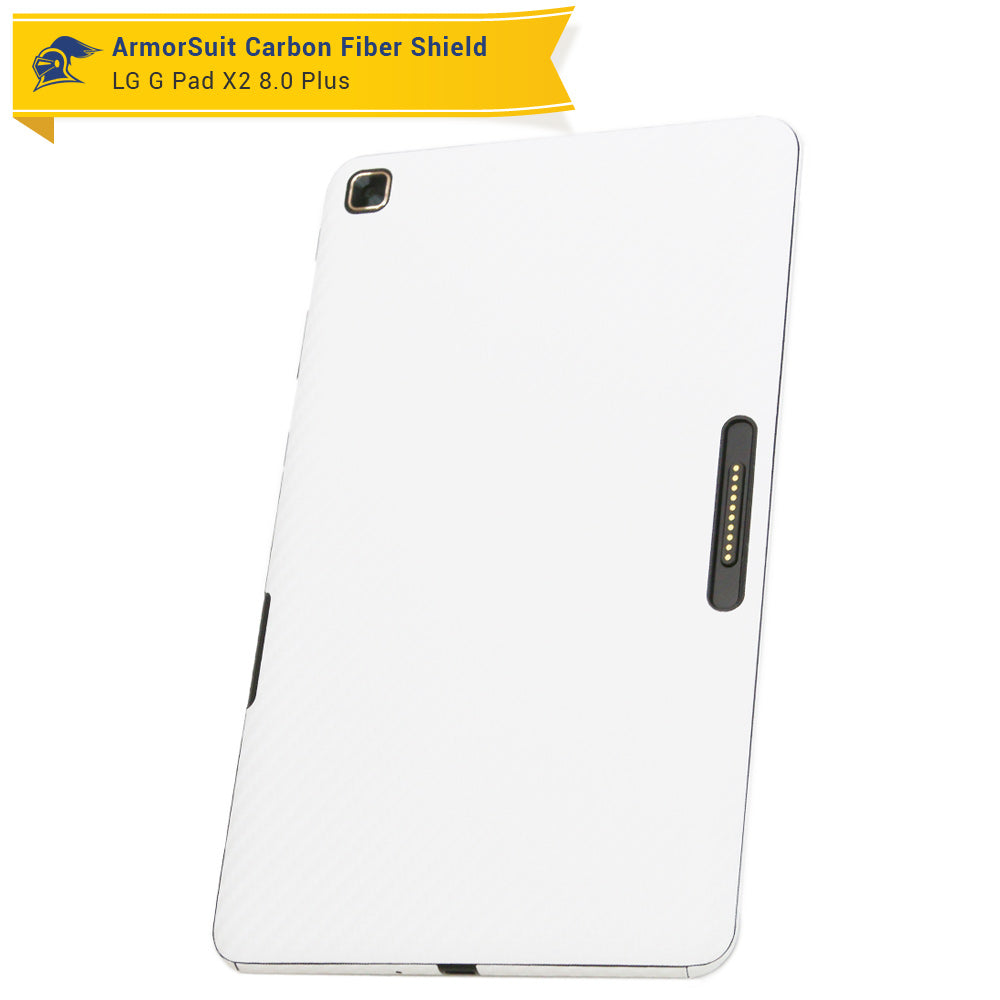 LG G Pad X2 8.0 Plus Screen Protector + White Carbon Fiber Skin