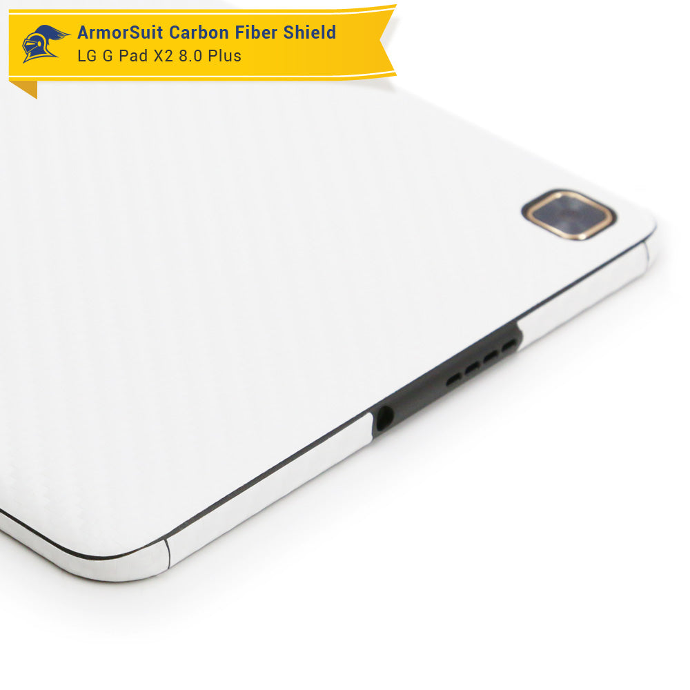 LG G Pad X2 8.0 Plus Screen Protector + White Carbon Fiber Skin