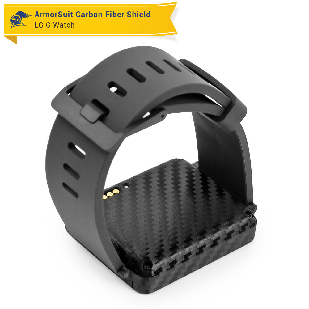 LG G Watch Screen Protector + Black Carbon Fiber Film Protector
