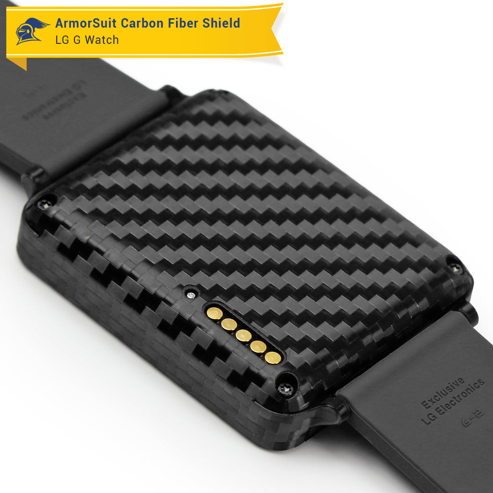 LG G Watch Screen Protector + Black Carbon Fiber Film Protector