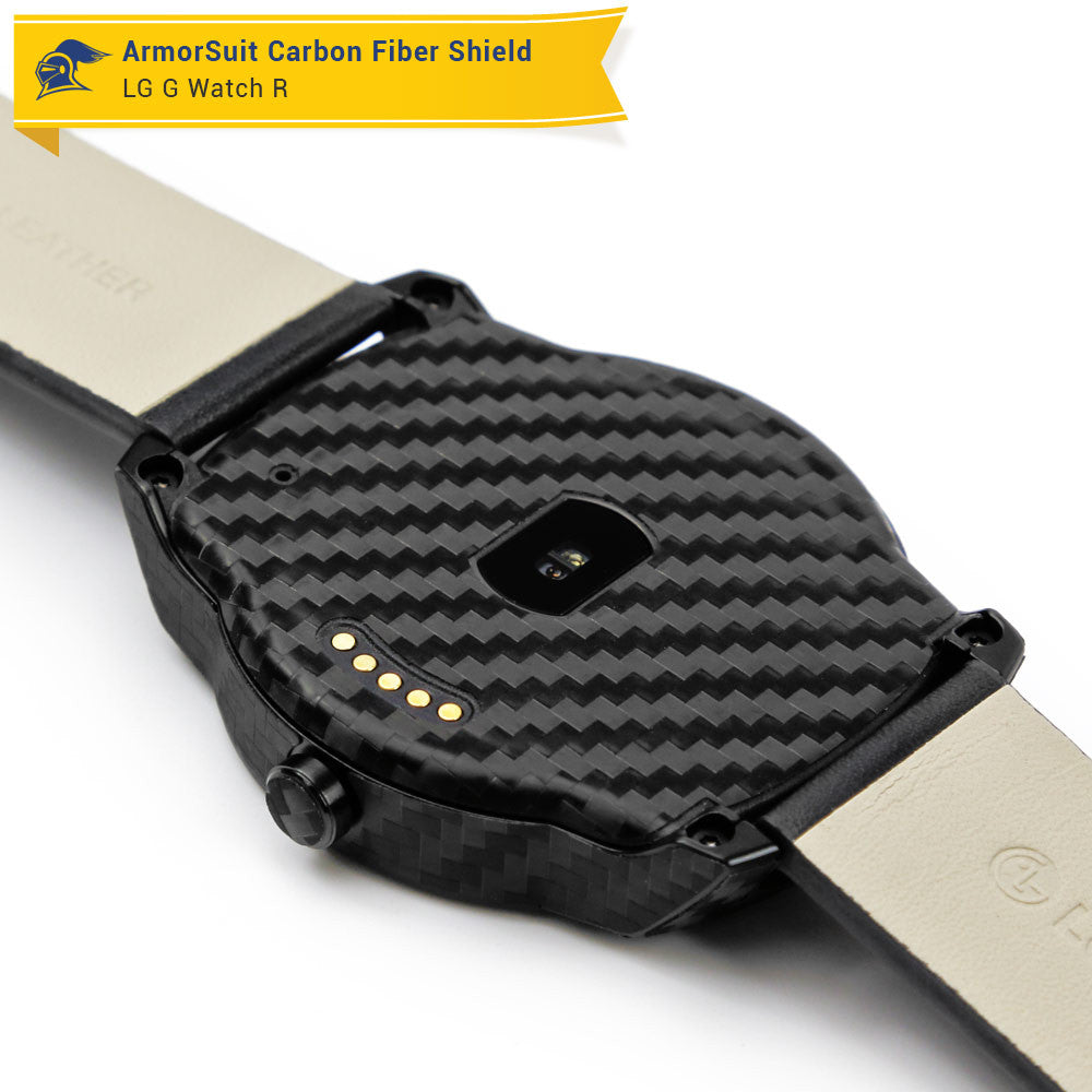 LG G Watch R Screen Protector + Black Carbon Fiber Film Protector