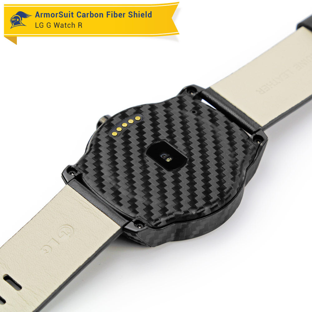 LG G Watch R Screen Protector + Black Carbon Fiber Film Protector