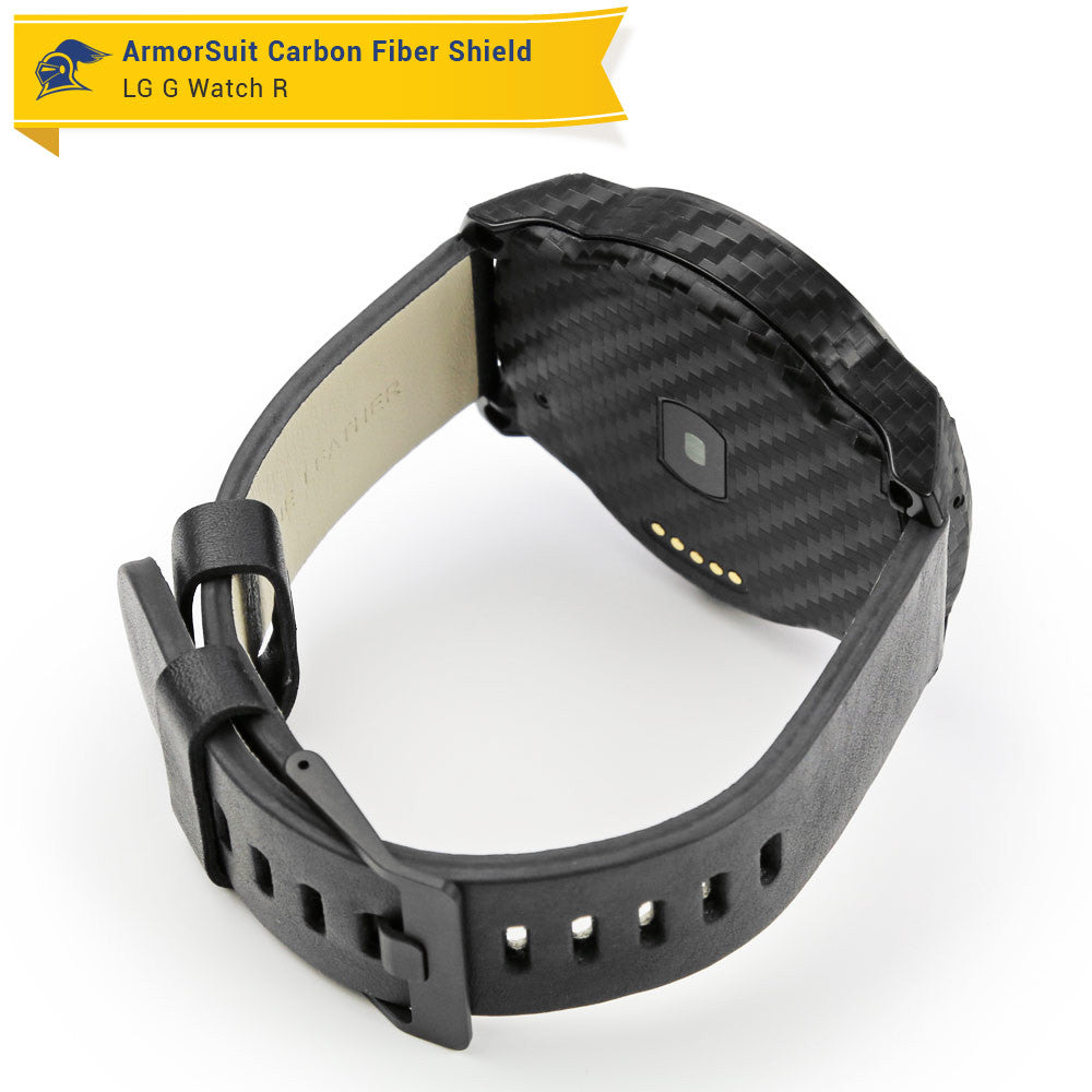 LG G Watch R Screen Protector + Black Carbon Fiber Film Protector