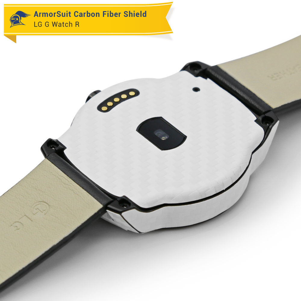 LG G Watch R Screen Protector + White Carbon Fiber Film Protector