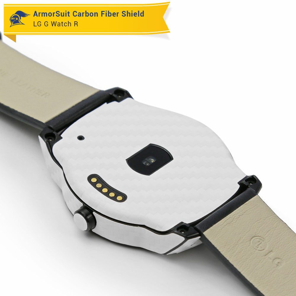LG G Watch R Screen Protector + White Carbon Fiber Film Protector