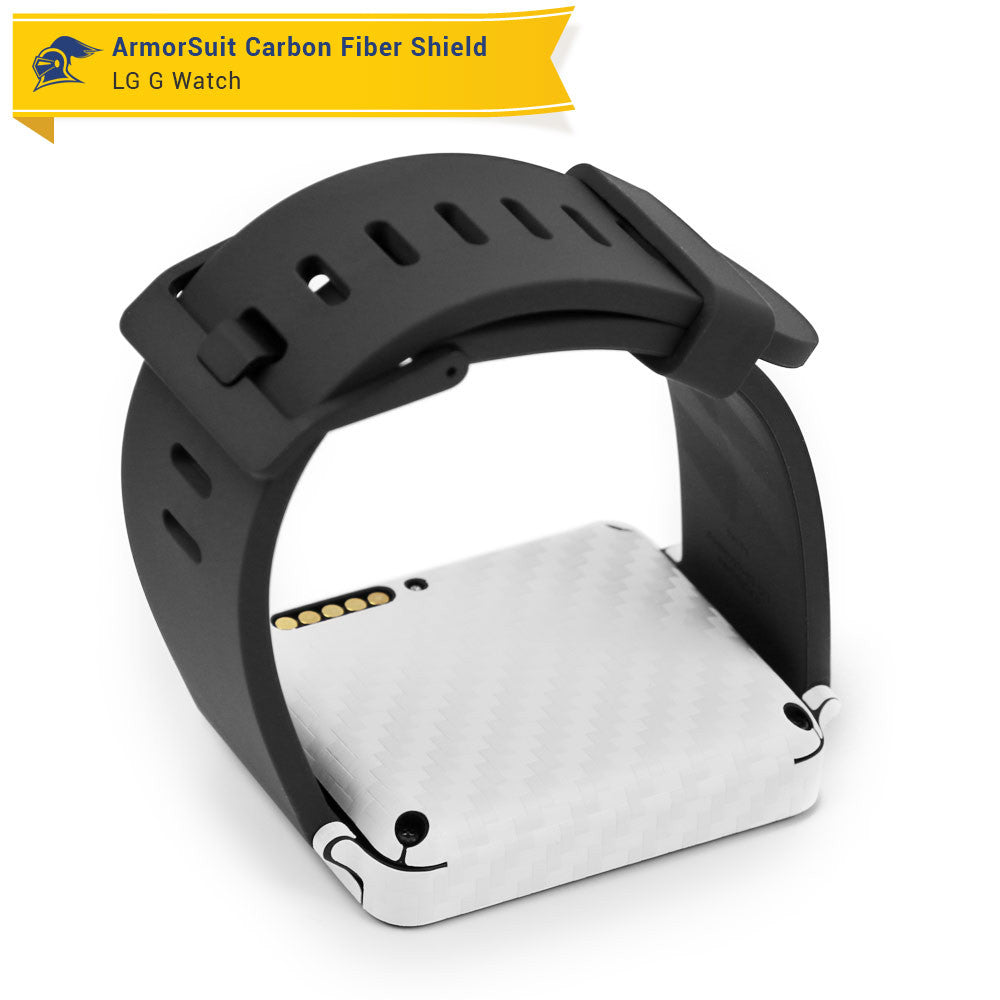 LG G Watch Screen Protector + White Carbon Fiber Film Protector