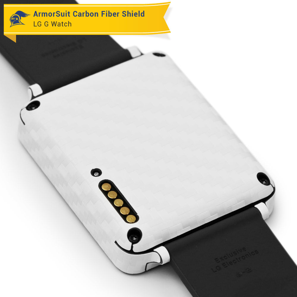 LG G Watch Screen Protector + White Carbon Fiber Film Protector