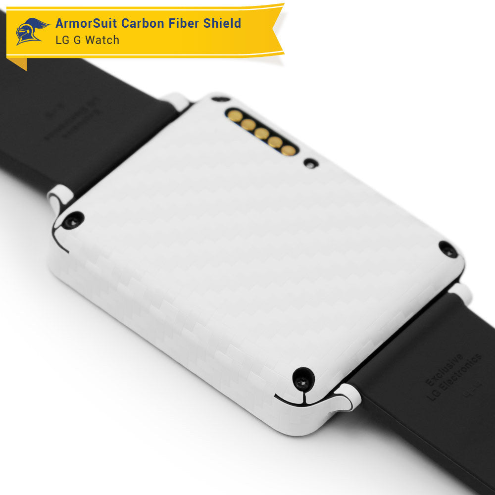 LG G Watch Screen Protector + White Carbon Fiber Film Protector