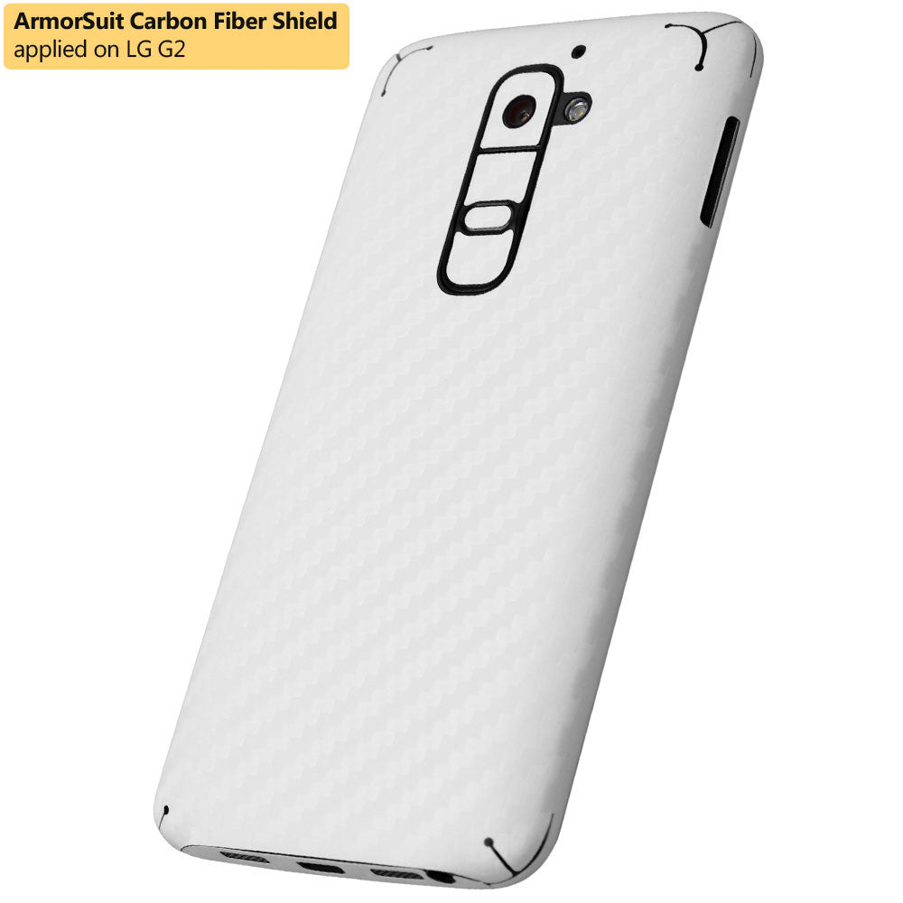LG G2 Screen Protector + White Carbon Fiber Film Protector