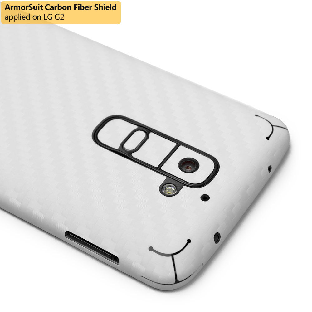 LG G2 Screen Protector + White Carbon Fiber Film Protector